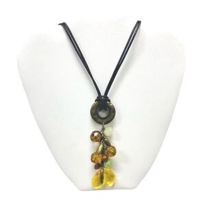 💛Glass Charm Necklace-jewelry-vintage-boho-beaded-handcrafted-earth tones💛